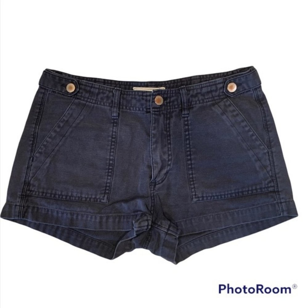 Abercrombie & Fitch Navy Cotton hi rise Shorts rustic button accents Sz 27
